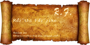 Réthi Füzike névjegykártya